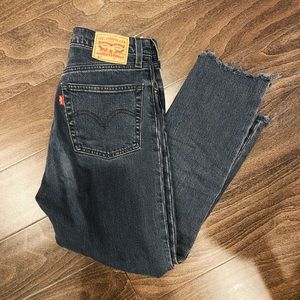 Levis mom jeans black/grey cropped high rise straight leg